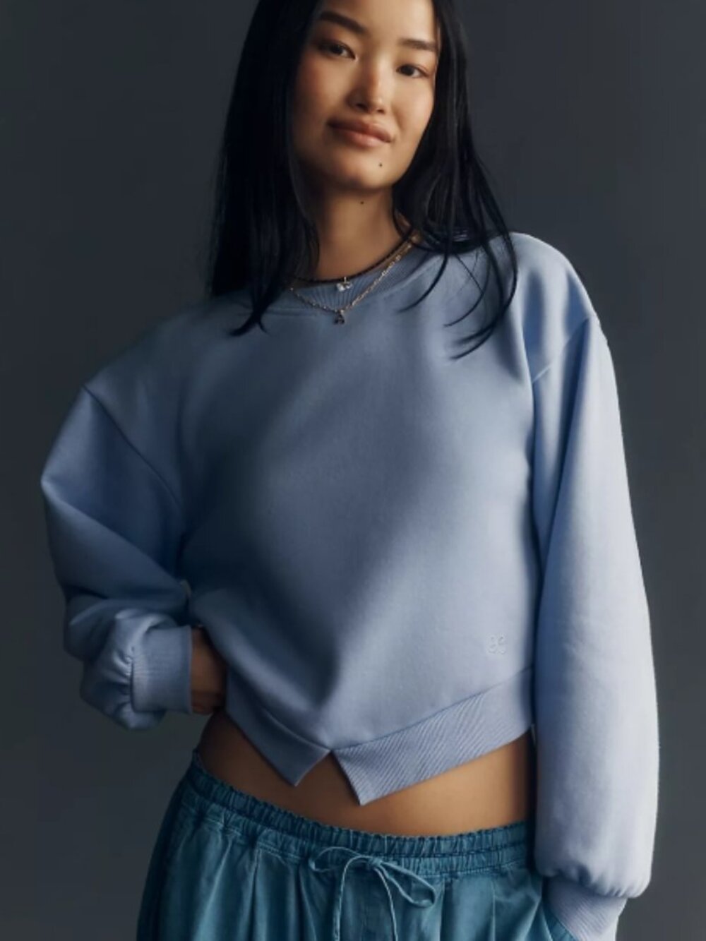 NWT Anthropologie Maeve Private Jetty Crew-Neck Sweatshirt in Blue